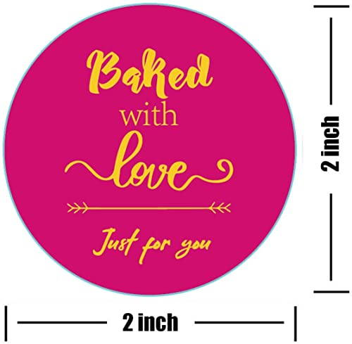 Thank You Baked With Love Stickers Labels, 2 Inch Round Pink Just For You Lables For Cookie Cupcake,Baked Goods Packaging And Wrapping,Homemade Bakery Bread Bags(500Pcs/Roll) #TOP1