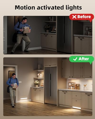 6-pack under cabinet lighting wireless led motion sensor light indoor rechargeable closet lights battery operated dimmable amp 3 color temps under counter lights for kitchen stairs 8inch