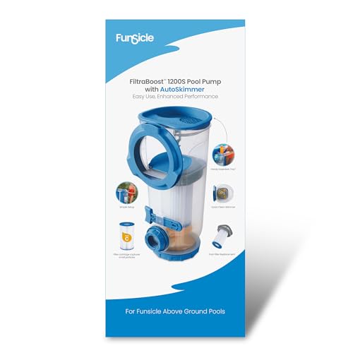 Image of Funsicle FiltraBoost 1200S Pool Pump with AutoSkimmer, 2-in-1 Filter Pump & Skimmer, 1200 GPH, Includes Type C Filter Cartridge & GFCI Plug