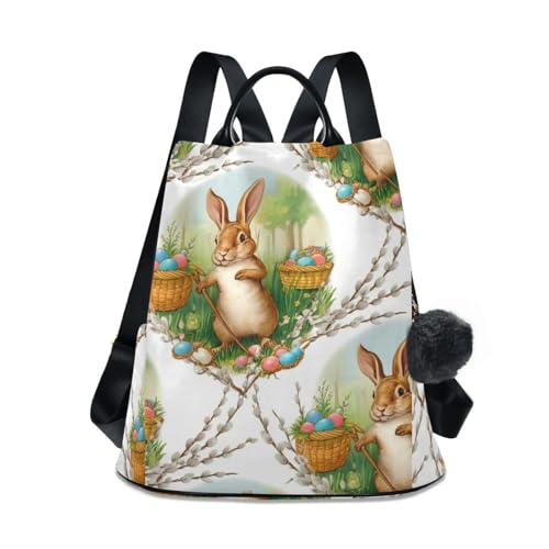 Sac à dos vintage lapin de Pâques pour femme avec système antivol