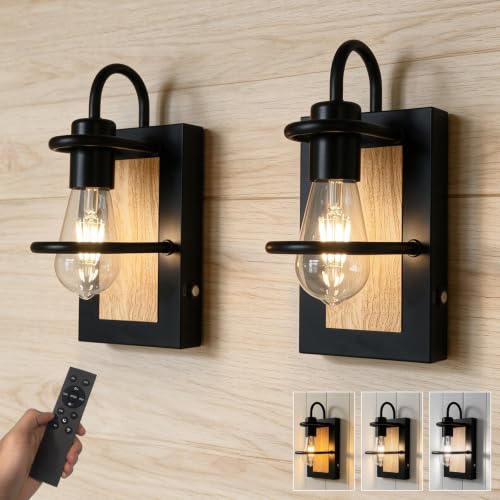 Image of Farmhouse Wall Sconces Battery Operated Set Of 2, Rechargeable Wall Lights