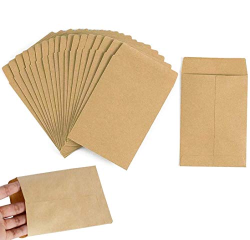 FANDE Sobres Kraft autoadhesivos, Bolsas Papel Kraft,Bolsitas Bolsas Papel Kraft Pequeñas Estraza Marrón para Semillas Híbridas de Maíz Saco de Granja Caramelos Regalos Moneda, jardín y oficina.
