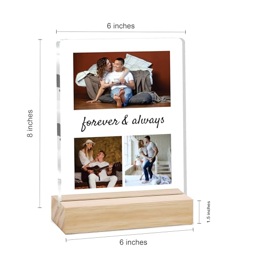 Image of Giftplease Customized Photo Frame with Wooden Stand | Transparent | Personalized Couple Picture Frame Gift for Girlfriend, Boyfriend, Husband, Wife |Anniversary, Wedding, Valentine s Day C 10