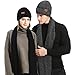 3PCS Winter Beanie Hat Scarf Touchscreen Gloves Set for Men and Women, Knitted Fleece Lined Hats Thermal Gloves Long Scarf(Black)