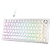 Dierya DK81E Teclado Mecánico Gaming 75%,Teclado Mecánico Gasket con Knob,RGB Hot Swap Switches Lineales Cremosos,Compacto 81 Teclas Anti-Ghosting,Disposición QWERTY-US,Blanco