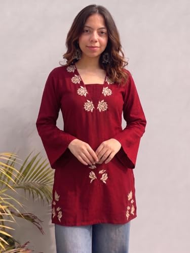 Image of ANNI Designer Cotton Short Kurti for Women | Stylish Kurti | Short Kurti Top | Casual Kurta for Women | Comfortable Cotton Kurtis for Womens