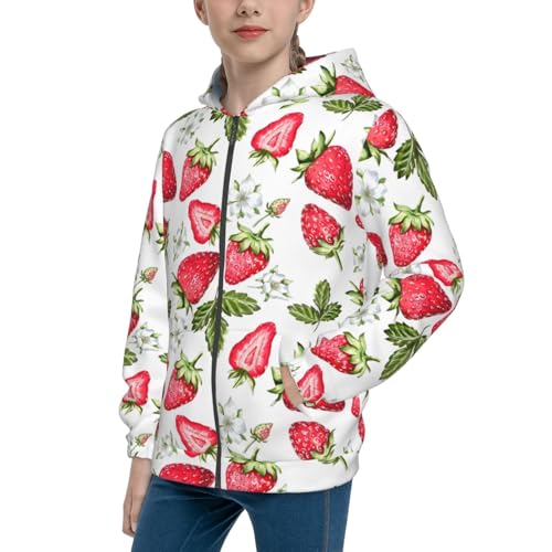 Strawberry1 Kid Hoodies Boys Zip Up Sweatshirts Girls Pullover with Pocket