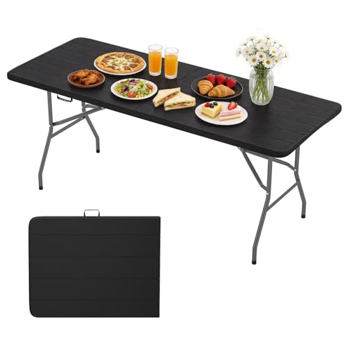 BestOffice 6 FT Picnic Table, Portable Plastic Folding Table with Carrying Handle Perfect for...