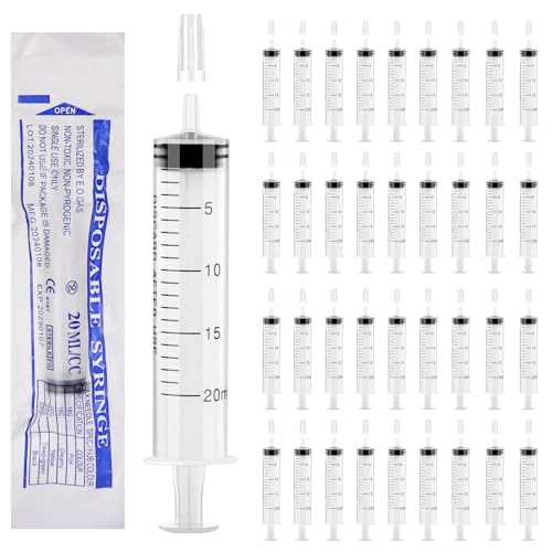 30 Pack 20ml Syringe with Individual Packaging Small Plastic Syringe for Liquid With Caps for Scientific Lab Pet Feeding Halloween Plant Watering