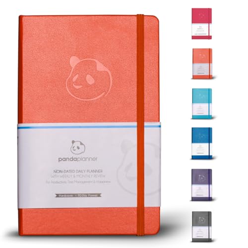 Panda Planner Daily Planner 2025-2026 – Classic Undated Productivity Planner & Hourly Schedule Notebook – Day Planner for Focus & Goals – Orange