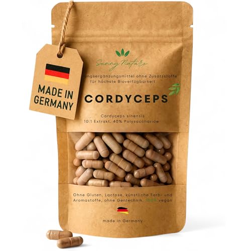Cordyceps Kapseln 400mg 40% Polysaccharide Hochdosiert & Laborgeprüft Reiner Cordyceps Sinensis Vegan in Deutschland produziert 60 Kapseln von sunny nature