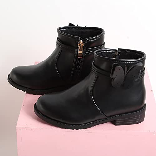 Girls Ankle Boots Kids Ankle Boots Low Heel Western Boots Outdoor Warm Shoes for Little Kids/Big Kids with Zipper2