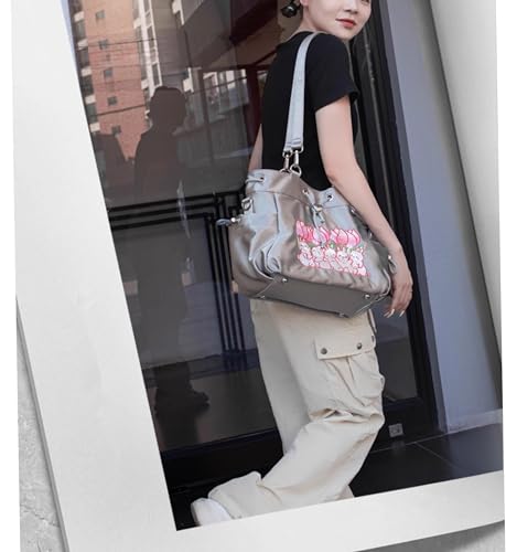 Bolso hobo para mujer de raso con bordado de conejo, bolso tote y bandolera casual miniatura 3