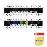 eggigi 40Pcs Temperature Test Strips, 90-100℉ Liquid Crystal Color Changing Indicator for Adult Use - Nasal Rinse, Aquarium, Urine Testing (5cm x 1.5cm)