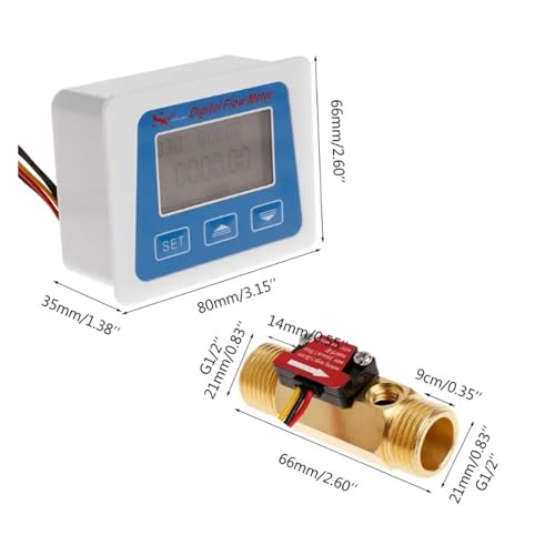 Débitmètre d'eau numérique G1/2 avec écran LCD rétroéclairé et thermomètre