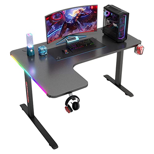 Escritorio,Escritorio para Juegos en Forma de L, Escritorio para computadora, Mesa de Escritorio para Oficina en casa, estación de Trabajo para Jugadores, Escritorio para Juegos para PC con