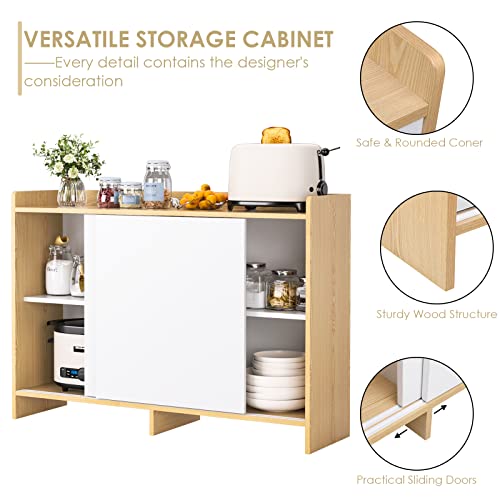 Itusut Buffet Cabinet Storage Kitchen Cabinet, Modern Sideboard Coffee Bar Cabinet With 2 Sliding Doors & Shelves, Accent Storage Cabinet Server Console Table For Dining Living Room Entryway #TOP5