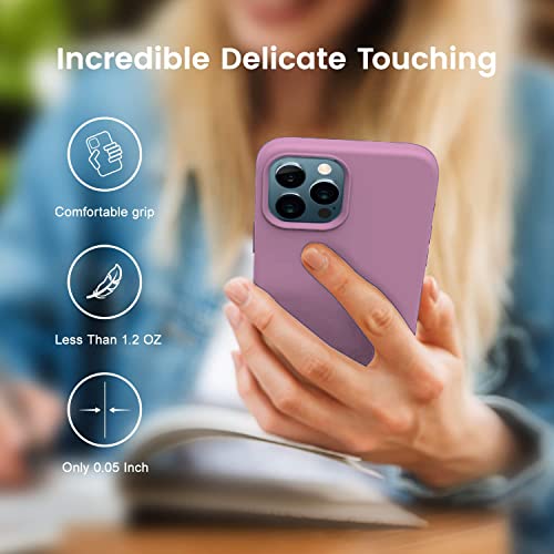 Image of VONZEE Back Cover for iPhone 12 Pro Max Case, Shockproof Slim Camera & Full Body Protection Liquid Silicone TPU Cover with Logo Cut (6.7 Inch) -Lilac