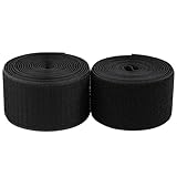 MYUREN 2 Inch Sew on Hook and Loop Strips | Easy to Sew | Excellent Grip | Non-Adhesive Back Nylon Fabric Fastener Strips for Clothing Sewing Crafts and DIY Projects, Black, 2in x 3yd