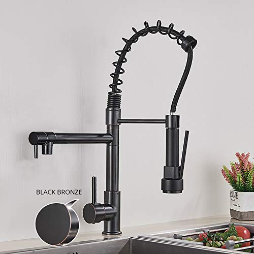 Becs pivotants avec ressort robuste pour ce robinet de cuisine en laiton QTANZIQI