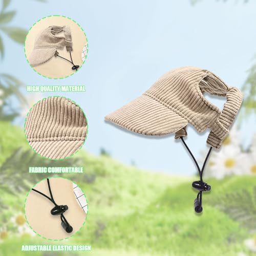 Hunde Baseballmütze, Verstellbar Sommer Sonnenschutz Hut Sonnenhüte mit Ohrlöchern, Haustier Sommer Hut für Welpen Hunde Mütze (Khaki, M)