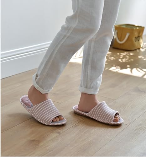 MAGILONA Women Mens Home Slippers Cotton Blends Soft Washable Open-Toe Indoor Shoes Casual Flat Silent Slippers Sole Shoes3