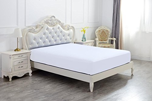 Queen Size Fitted Sheet - White Solid, 1500 Series Brushed Microfiber - By Angel Bedding