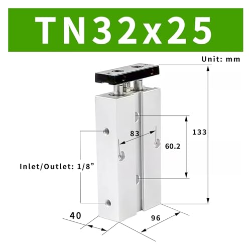 Cylindre compact TN32 pour guidage précis de machine alésage 32 - 3