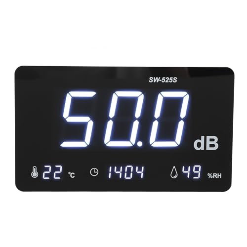 FTVOGUE Sonomètre 4 en 1 : Mesure du Bruit (décibels), de la Température, de l'humidité et de L'heure, avec Stockage de Données USB et Alarme pour la intérieure.