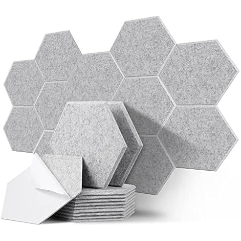 12 Pack High Density Sound Proof Panels for Wall and Ceiling Regular Hexagon Cover