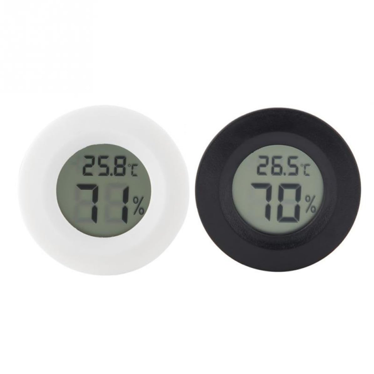 10 Pezzi Termometro Igrometro Digitale Rotondo per Rettili, Misuratore di Temperatura e umidità in ABS e Acrilico, Nero, Display Celsius, per Negozio Animali e Uso Domestico