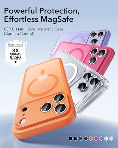 Image of ESR for iPhone 17 Pro Max Case, Camera Control Cover, Compatible with MagSafe, Shockproof Military-Grade Protection, Magnetic Phone Case for iPhone 17 Pro Max, Classic Hybrid Case, Clear Shimmer
