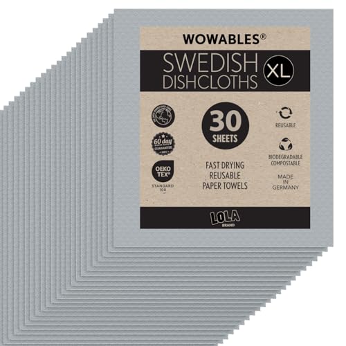 Swedish Dishcloths for Kitchen XL, 30 Sheet Roll, Biodegradable &