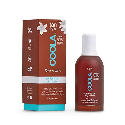 Spray bronzeador sem sol orgânico COOLA, névoa de óleo autobronzeador de óleo de argan e aloe vera, Pina Colada, 3,4 Onça Líquida