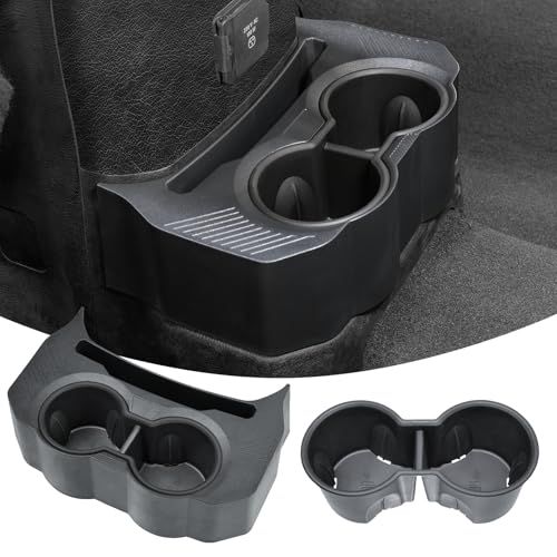 2-in-1 Jeep Rear Cup Holder with Removable Anti-Slip Pad and Dual Drink Tray, Floor Console Mounted Organizer with OEM-Style Fit, Easy to Install, Compatible with Jeep JL JLU & Gladiator JT 2018–2026