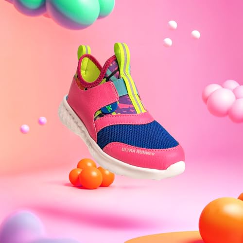 Image of KazarMax Hopits Kids Girls Pink Blue Grafitti Ultra Runner Sneakers -8 Kids UK