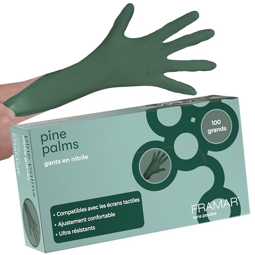 FRAMAR Guantes Verdes de Nitrilo sin Látex – Guantes Resistentes y Desechables, Guanti de Nitrilo Medianos para Tatuaje, Cocina, Limpieza y Uso Profesional – 100