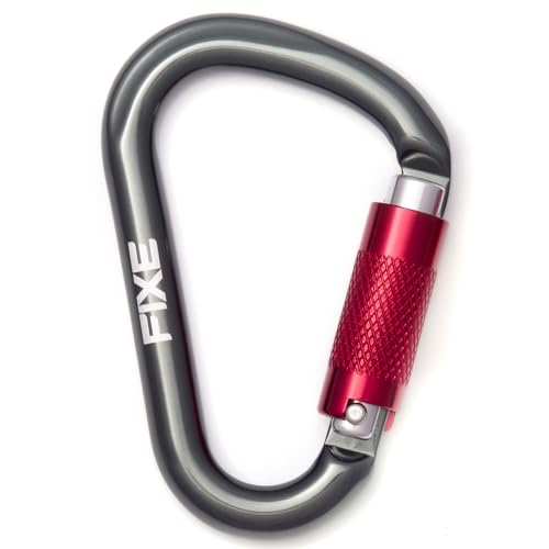 FIXE - Mosquetón HMS de Seguridad con Cierre Automático y Gran Apertura - Aluminio 7075 - para Escalada y Nudos Dinámicos - Keylock - 25 kN - Certificado EN12275 / EN362