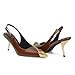 ZJGZF Brown Women Slingback Sandals Stiletto Pumps Metal Kitten Heels Pointed Closed Toe Heeled Sandals Fashion Party Wedding Shoes with Crystals