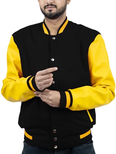 BANALISH Baseball Wool Jacket Men | Letterman Jacket Men Faux Leather Sleeve | Varsity Jacket Men | Wool Bomber Jacket Men2