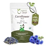 Organic Way Premium Cornflower Blue Whole (Centaurea Cyanus) - Herbal Tea | European Wild-Harvest | USDA & Kosher Certified | Vegan, Non GMO & Gluten Free | Origin - Albania (2 Oz.)