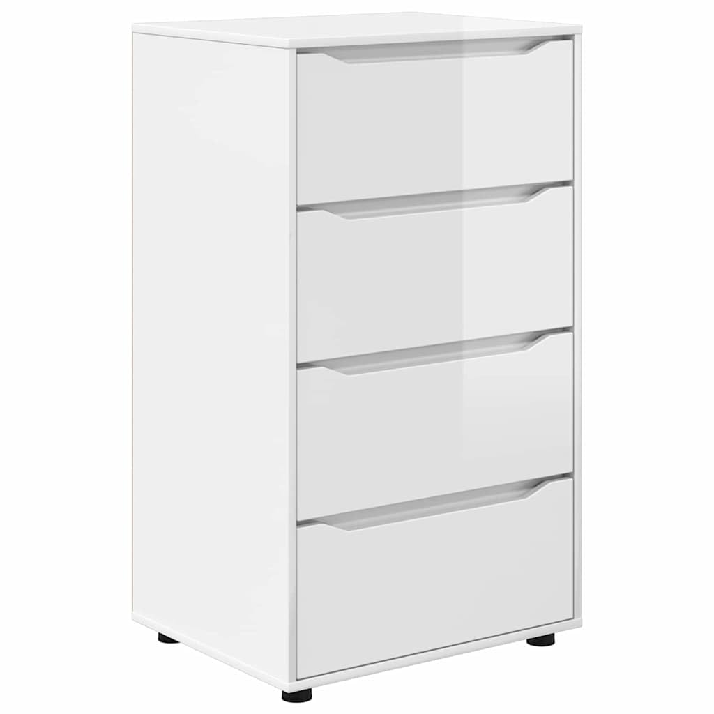 Cajonera blanca brillante de 4 cajones para organizar ropa
