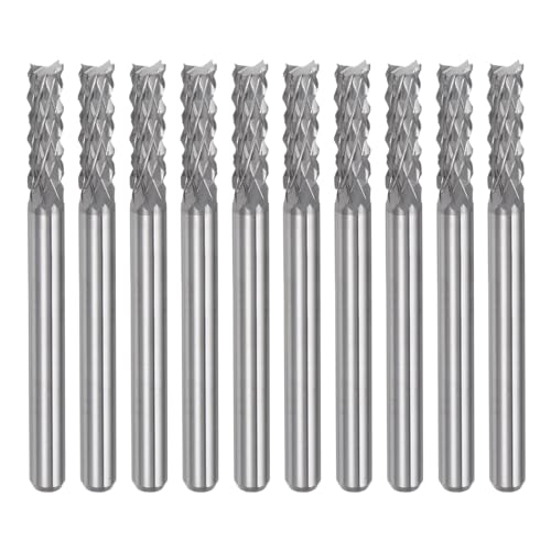 uxcell 10Pcs 3.1mm Carbide End Mill Engraving Milling Cutter CNC Router Bits for PCB Machine, 1/8" Shank