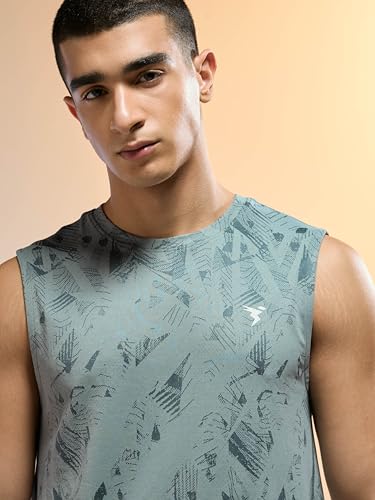 Image of TECHNOSPORT Men's Slim Fit Jacquard Crew Neck Sports Vest with Double Cool, Quick Dry for Sports, Gym & Regular use