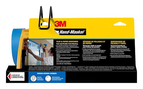 3M Hand-Masker M3000 Tool Painters Tape and Masking Film Dispenser Kit 3M Hand Masker Protects Surfaces from Paint Splatters Includes 12-Inch Blade Painters Tape and Masking Film 1 Kit