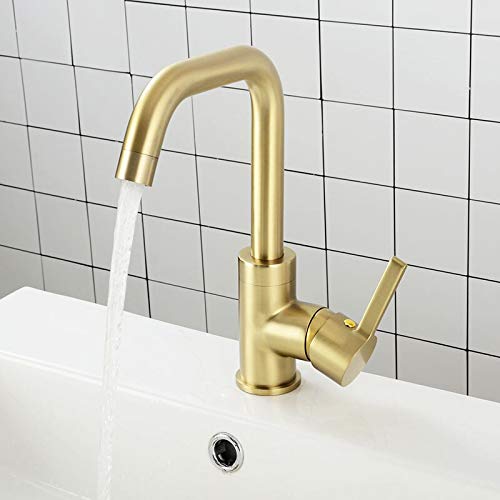 Robinet de lavabo doré brossé monotrou pour créer une ambiance spa relaxante à la maison