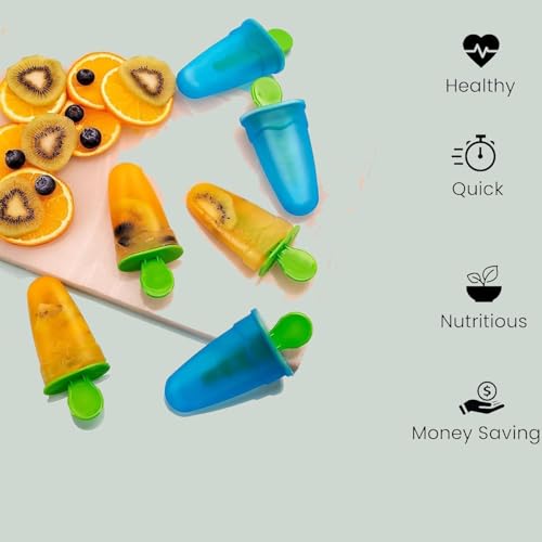 Image of BPA Free Ice Lolly and Kulfi Maker Set of 8 Reusable Popsicle Moulds Food Grade Plastic Ice Cream Popsicle Maker for Home Kitchen Multicolor (Mixed)