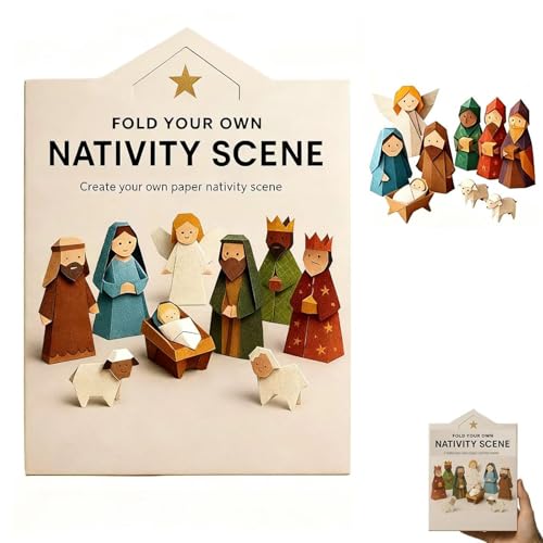weihnachtskrippe origami set mit jesus,diy paper nativity scene...