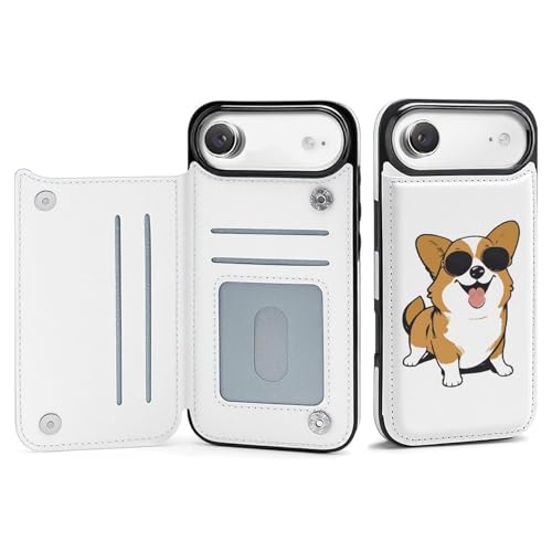 IPhone17 用 ケース 手帳型 かわいい コーギー 犬柄 iPhone 17 Air 用ケース アイフォン17用ケース PUレザー スマホケース カード収納 スタンド機能 おしゃれ 人気 財布型 ワイヤレス充電対応