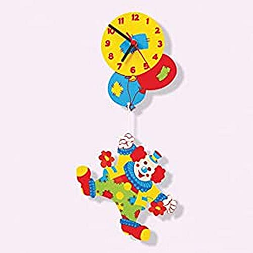 Dida - Clown, Orologio da Parete per Bambini con Animali in Legno, Arreda e Rallegra la Cameretta dei Bimbi e ogni Ambiente della Casa, Prodotto Made in Italy